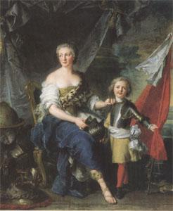 Jean Marc Nattier Mademoiselle de Lanbesc as Minerva,Arming Her Brother the Comte de Brionne and Directing Him to the Arts of War (mk05) Sweden oil painting art
